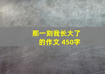 那一刻我长大了的作文 450字